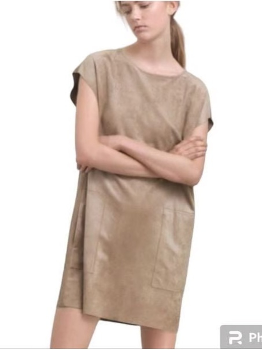 Aritzia Wilfred Free Nori Faux Suede Shift Dress Black Minimalist